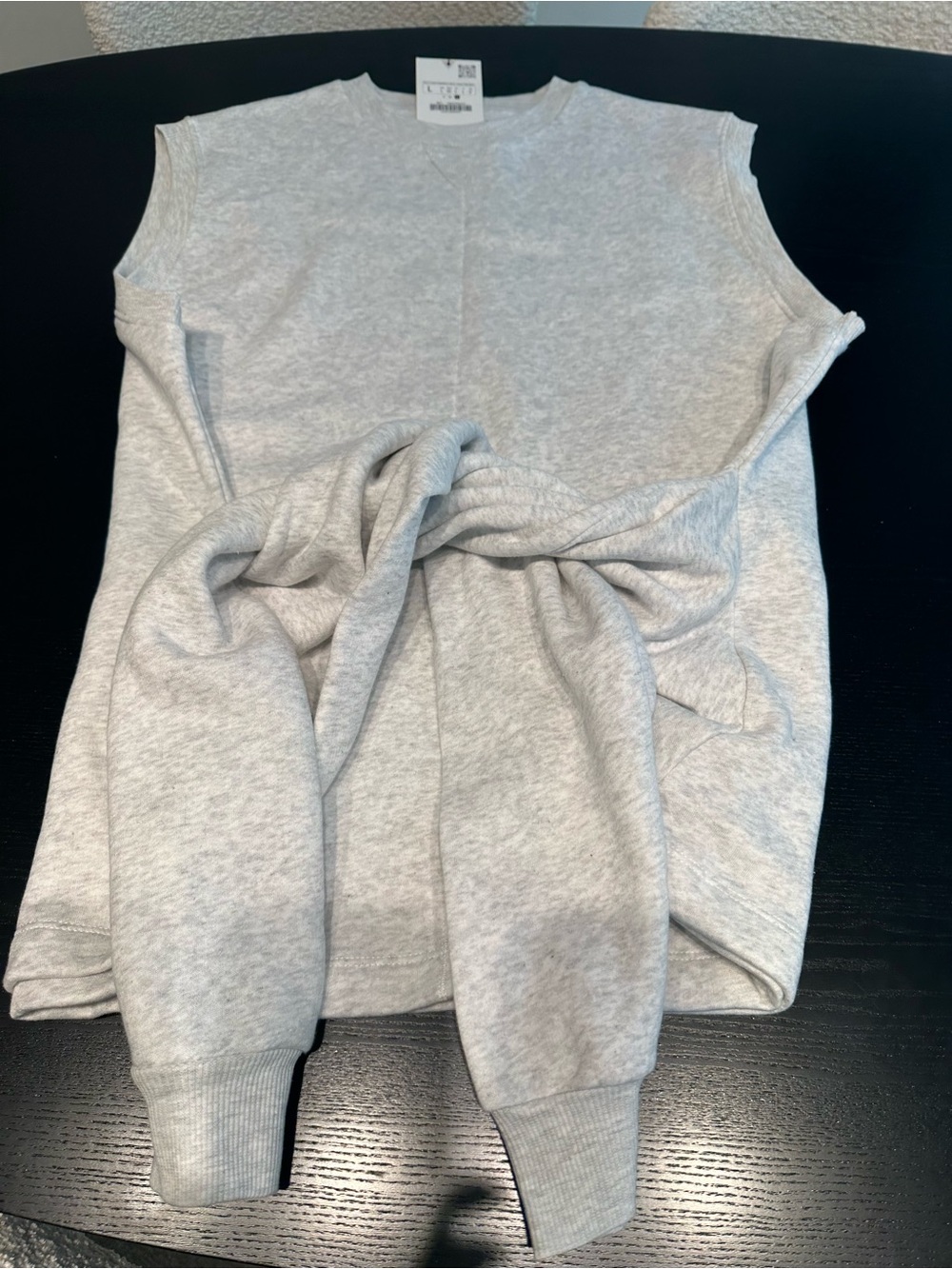 Zara Woman Grey Sleeveless Sweatshirt with Tie Waist